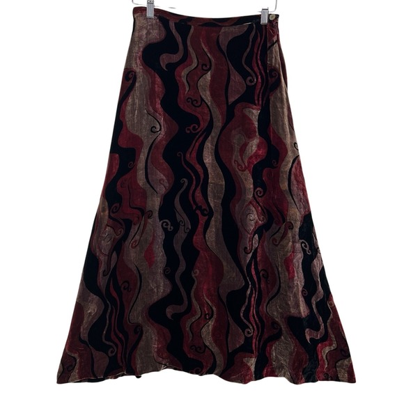 Giorgio Kauten Italian Velvet Silk Blend Midi Skirt Small Boho Ethnic Vintage - Picture 1 of 16
